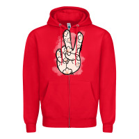 Red Floral Peace Sign Zipper Hoodie - Jasminsmagicworld