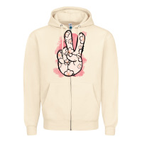 Sandshell Floral Peace Sign Zipper Hoodie - Jasminsmagicworld