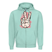 Seafoam Floral Peace Sign Zipper Hoodie - Jasminsmagicworld