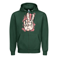 Sports Green Floral Peace Sign Zipper Hoodie - Jasminsmagicworld