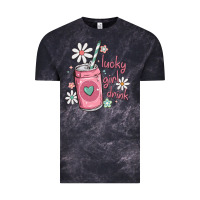 Cloud Black lucky girl drink Vintage Tee - MaliasSmallBusiness