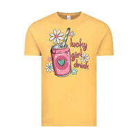 Vintage Mustard lucky girl drink Vintage Tee - MaliasSmallBusiness