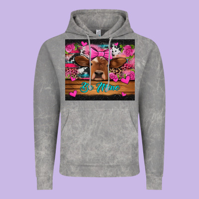 Be Mine Valentine's Day Cow Vintage Hoodie Designed By Jasminsmagicworld