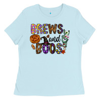 Baby Blue Brews And Boos Ladies Tee - CowhideDigitalArt