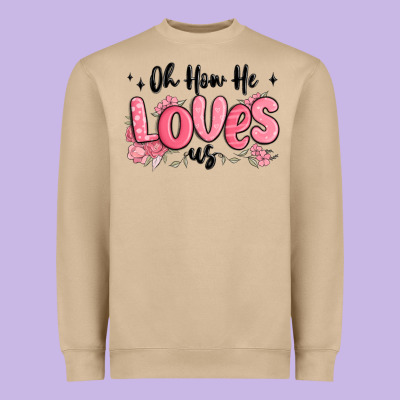 Oh How He Loves Us Heavyweight Sweatshirt Designed By Maliassmallbusiness