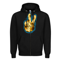 Black Yellow Glitter Sunflower Peace Sign Zipper Hoodie - Jasminsmagicworld