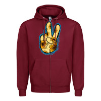 Burgundy Yellow Glitter Sunflower Peace Sign Zipper Hoodie - Jasminsmagicworld