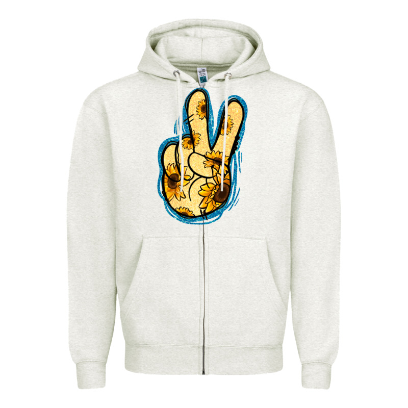 Yellow Glitter Sunflower Peace Sign Zipper Hoodie by Jasminsmagicworld | Teevron