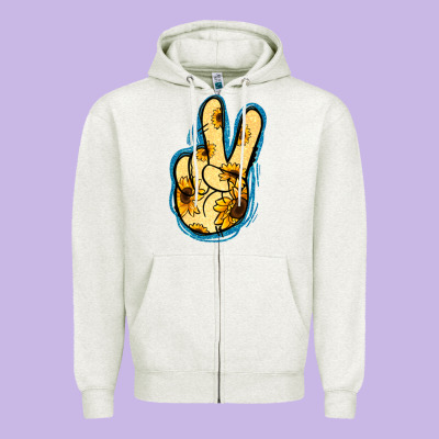 Yellow Glitter Sunflower Peace Sign Zipper Hoodie Designed By Jasminsmagicworld