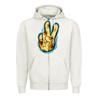 Oatmeal Heather Yellow Glitter Sunflower Peace Sign Zipper Hoodie - Jasminsmagicworld