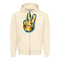 Sandshell Yellow Glitter Sunflower Peace Sign Zipper Hoodie - Jasminsmagicworld