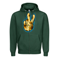 Sports Green Yellow Glitter Sunflower Peace Sign Zipper Hoodie - Jasminsmagicworld