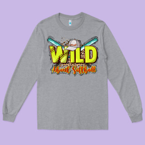 Wild About Softball Long Sleeve Tee Designed By Nancycooperartshop