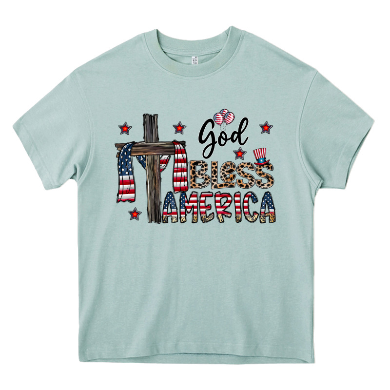 God Bless America Heavy Core Tee by CowhideDigitalArt | Teevron