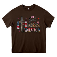 Chocolate Brown god bless america Heavy Core Tee - CowhideDigitalArt