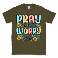 Army Green pray more worry less Classic Tee - MaliasSmallBusiness