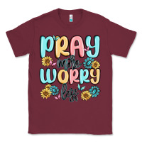 Burgundy pray more worry less Classic Tee - MaliasSmallBusiness