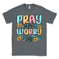 Charcoal Heather pray more worry less Classic Tee - MaliasSmallBusiness
