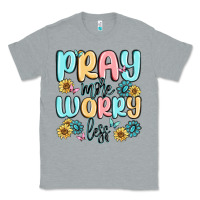 Heather Grey pray more worry less Classic Tee - MaliasSmallBusiness