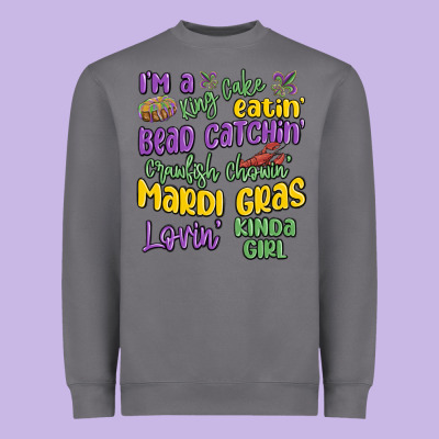 I'm A King Cake Eatin' Mardi Gras Lovin' Kinda Gir Heavyweight Sweatshirt Designed By Maliassmallbusiness