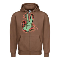 Chestnut Green Glitter Floral Peace Sign Zipper Hoodie - Jasminsmagicworld