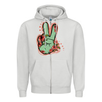 Dove Grey Green Glitter Floral Peace Sign Zipper Hoodie - Jasminsmagicworld
