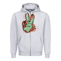Heather Grey Green Glitter Floral Peace Sign Zipper Hoodie - Jasminsmagicworld