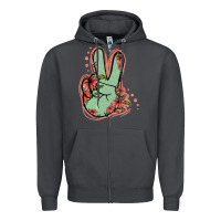 Smoke Green Glitter Floral Peace Sign Zipper Hoodie - Jasminsmagicworld
