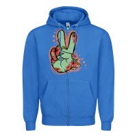 True Royal Green Glitter Floral Peace Sign Zipper Hoodie - Jasminsmagicworld