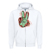 White Green Glitter Floral Peace Sign Zipper Hoodie - Jasminsmagicworld