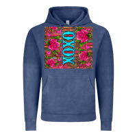Vintage Denim xoxo valentine's day pink roses and hearts Vintage Hoodie - Jasminsmagicworld