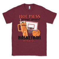 Burgundy hot mess always stressed basketball mama Classic Tee - MaliasSmallBusiness