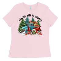 Bubblegum Pink hanging with my gnomies Ladies Tee - FaDigitalArtStudio