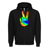 Black rainbow peace sign Zipper Hoodie - Jasminsmagicworld