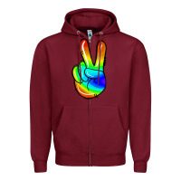 Burgundy rainbow peace sign Zipper Hoodie - Jasminsmagicworld