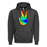 Charcoal Heather rainbow peace sign Zipper Hoodie - Jasminsmagicworld