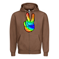 Chestnut rainbow peace sign Zipper Hoodie - Jasminsmagicworld