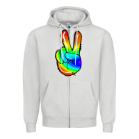 Dove Grey rainbow peace sign Zipper Hoodie - Jasminsmagicworld