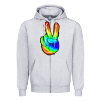 Heather Grey rainbow peace sign Zipper Hoodie - Jasminsmagicworld