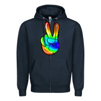 Navy rainbow peace sign Zipper Hoodie - Jasminsmagicworld