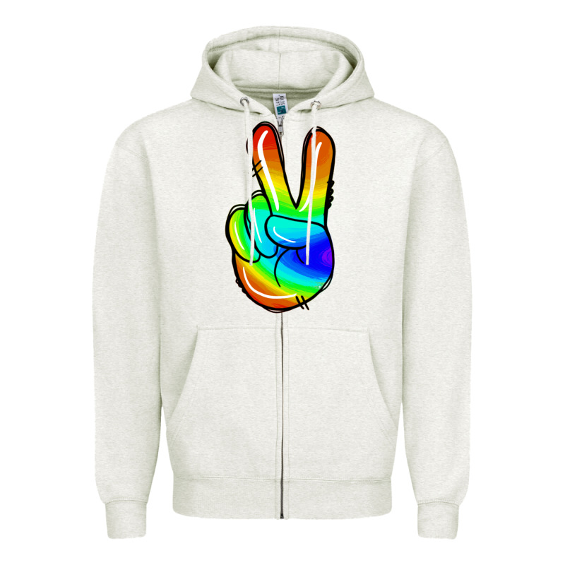 Rainbow Peace Sign Zipper Hoodie by Jasminsmagicworld | Teevron