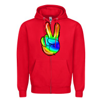 Red rainbow peace sign Zipper Hoodie - Jasminsmagicworld