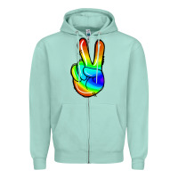 Seafoam rainbow peace sign Zipper Hoodie - Jasminsmagicworld