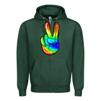 Sports Green rainbow peace sign Zipper Hoodie - Jasminsmagicworld