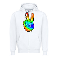 White rainbow peace sign Zipper Hoodie - Jasminsmagicworld
