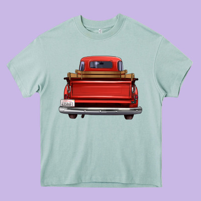 Western Red Truck Back View Heavy Core Tee Designed By Fadigitalartstudio