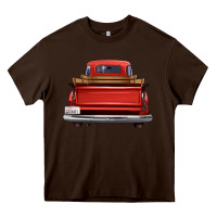 Chocolate Brown western red truck back view Heavy Core Tee - FaDigitalArtStudio