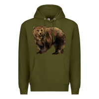 Army Green Grizzly Bear Premium Hoodie - HowdyJamesFarm