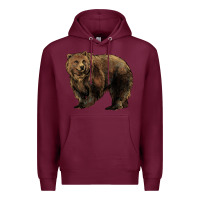 Burgundy Grizzly Bear Premium Hoodie - HowdyJamesFarm