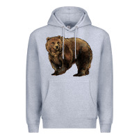 Heather Grey Grizzly Bear Premium Hoodie - HowdyJamesFarm